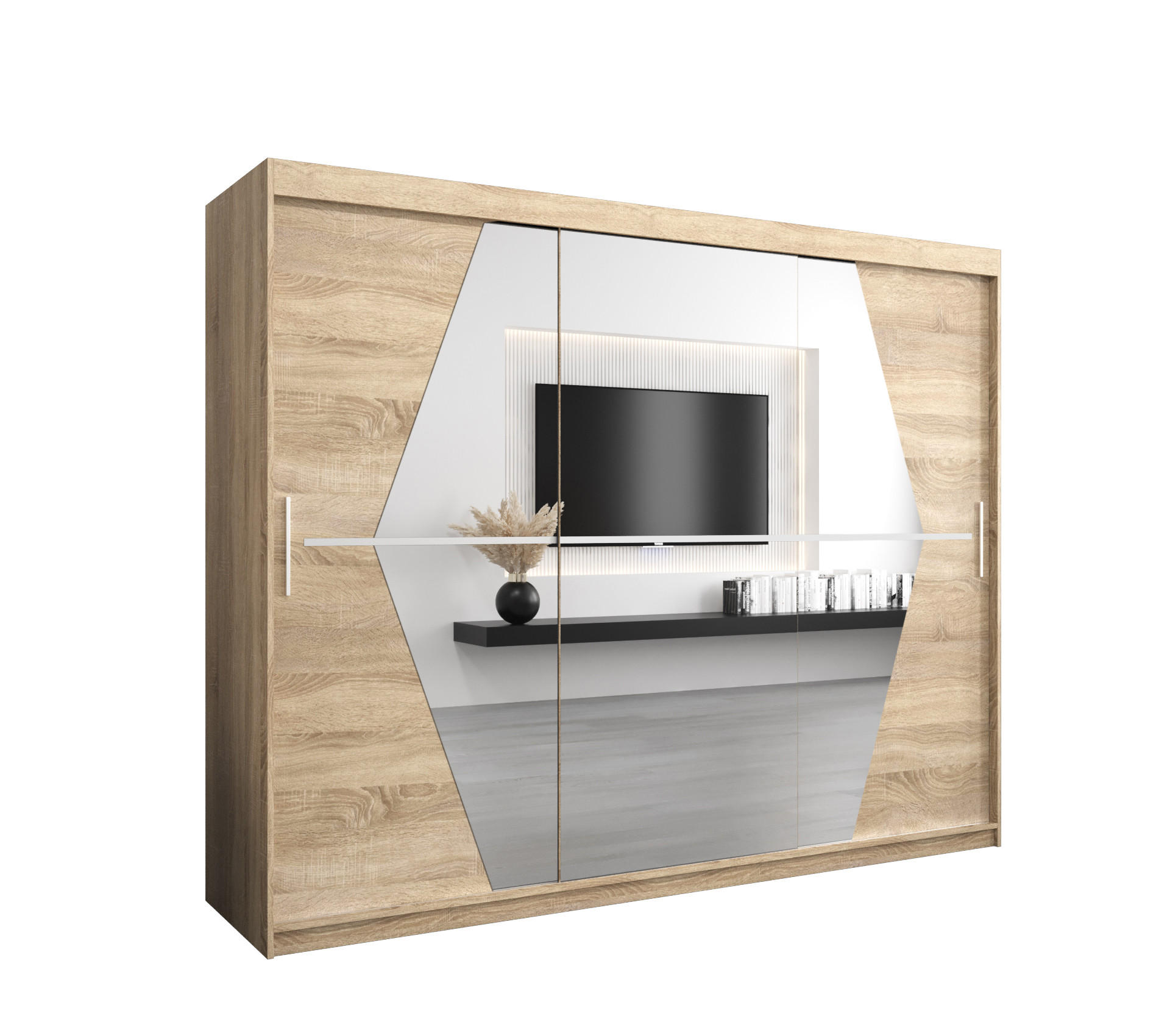 Möbel Kryspol Schwebetürenschrank Sonoma Eiche 250x200x62 cm
