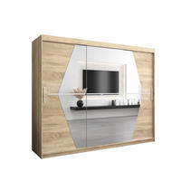 SCHWEBETÜRENSCHRANK 200/250/62 3-türig - Silberfarben/Sonoma Eiche, Holz/Kunststoff (250/200/62cm) - MÖBEL KRYSPOL