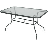 GARTENTISCH DE-14073 rechteckig 140x80 cm, mit Schirmhalterung Grau - Grau, Metall (140/80/70cm) - ComfortXL
