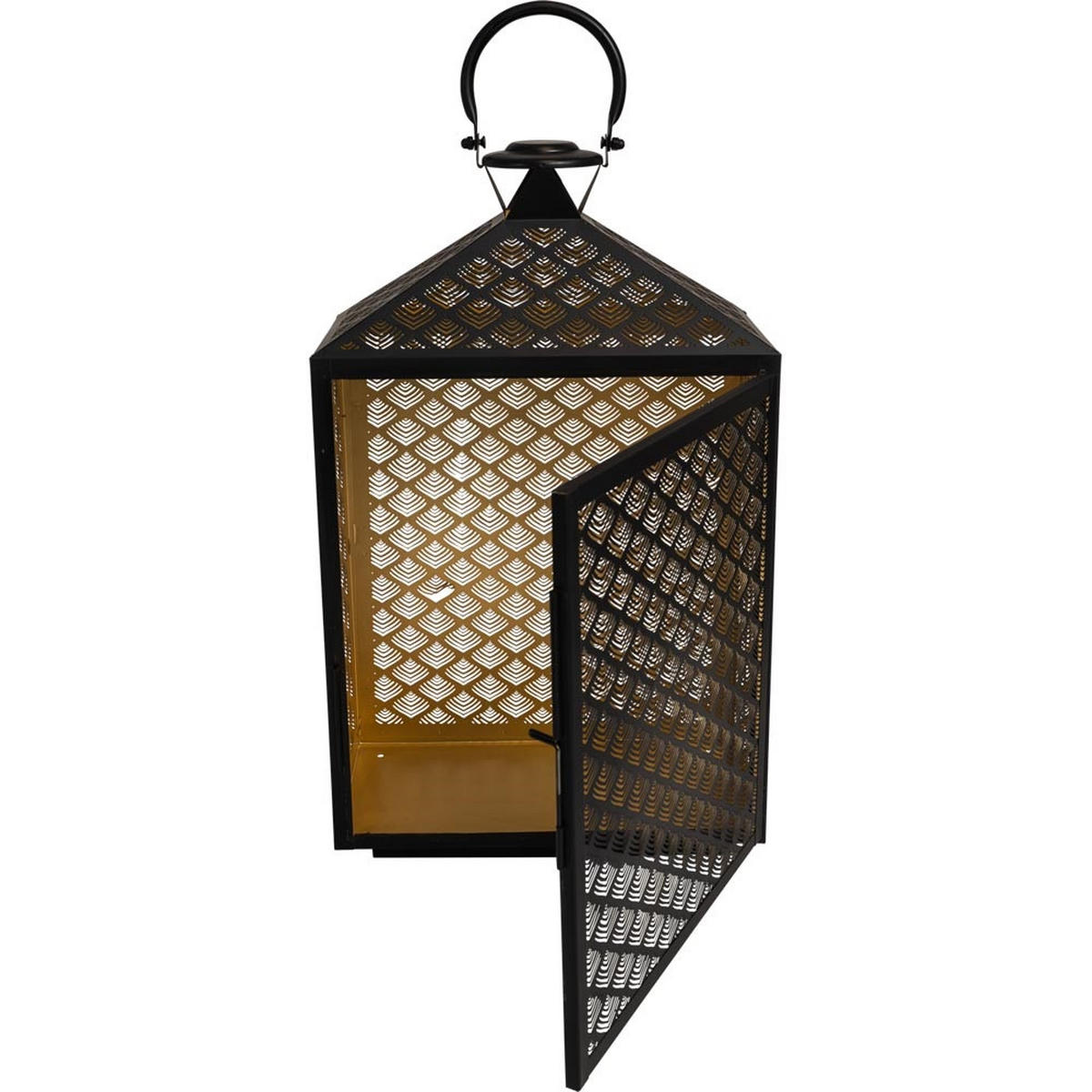 LATERNE Kira - Schwarz - 30/16/50 cm - Schwarz, Metall (16/50/30cm) - Lesli Living