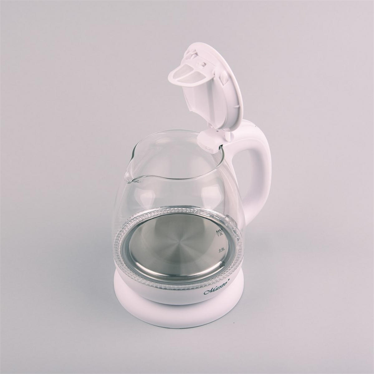 WASSERKOCHER ELEKTRISCH Weiß 14.5/14.5/19.5 cm MR055WHITE - Weiß, Glas (14.5/19.5/14.5cm) - Maestro 