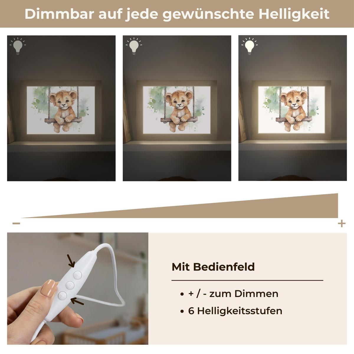 NACHTTISCHLAMPE Löwe - Tier - Kinder - Dschungel 20x15 cm - Weiß, Holzwerkstoff (8/20/15cm)