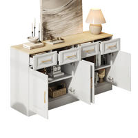 SIDEBOARD, 140/40/75 cm, dřevotříska bílá/barva dubu, se 4 zásuvkami a 4 dveřmi - bílá, kompozitní dřevo (140/75/40cm) - BEAOK
