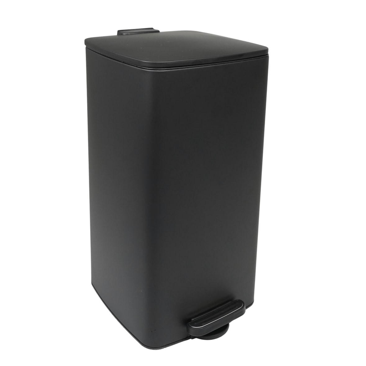 MÜLLEIMER 60 Liter mit Softclose & Fußpedal - Schwarz, Metall (41.5/75.5/49cm) - PROREGAL