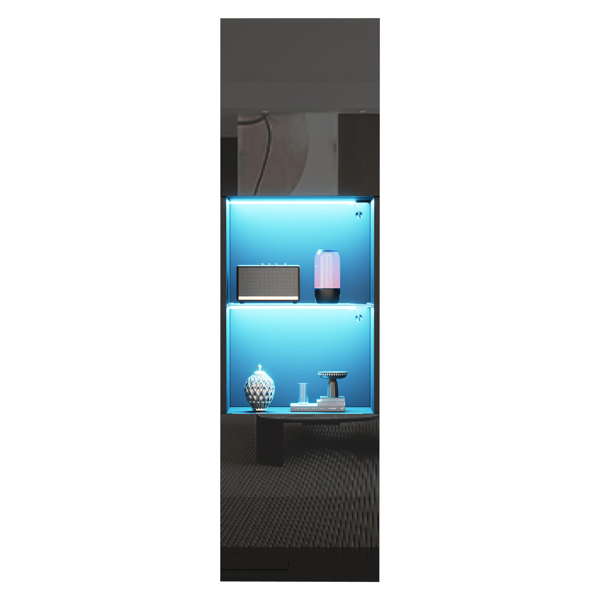 VITRINE Schwarz 45/35/160 cm - Schwarz, Holzwerkstoff (45/160/35cm) - PANGIVO