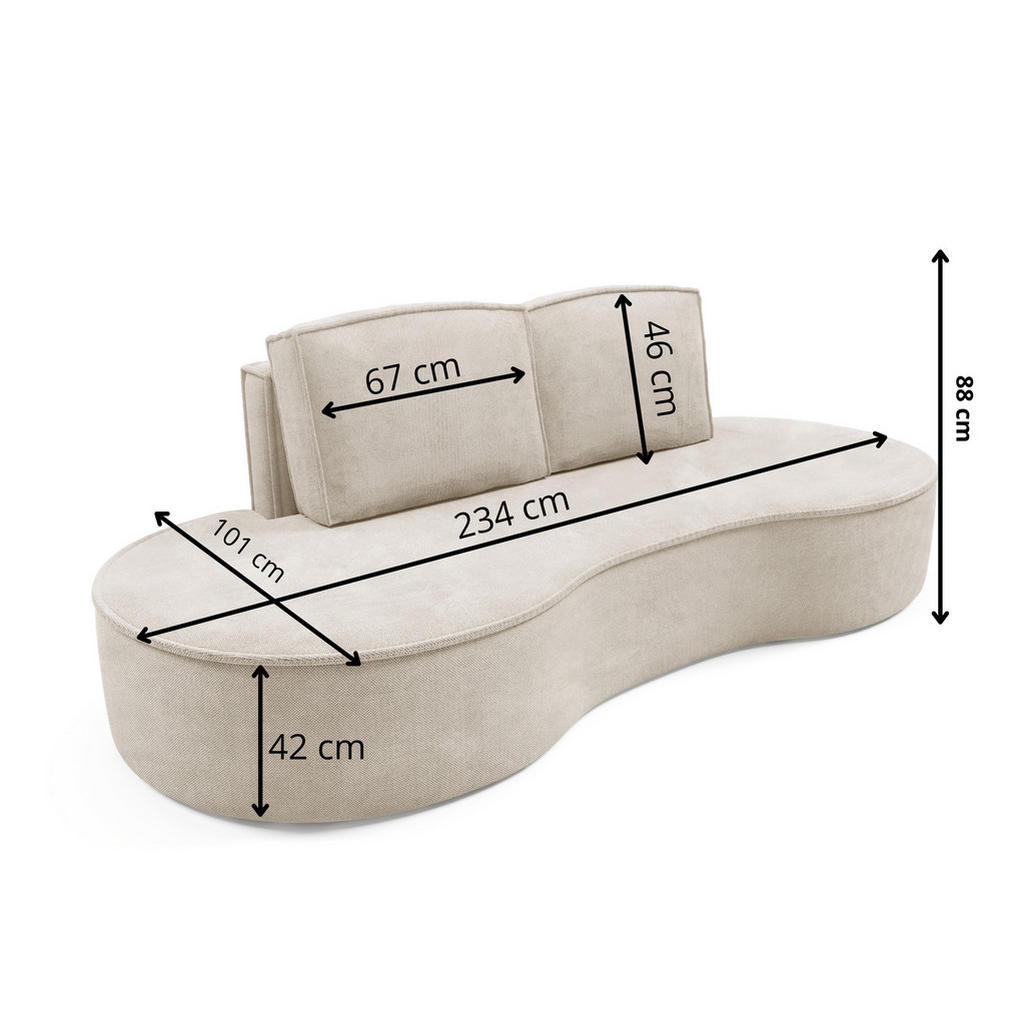 Thumbnail - DomoHome Sofa, Grau, Textil, Rechteckig, 234x88x101 cm, Wohnzimmer, Sofas & Couches, Sofas