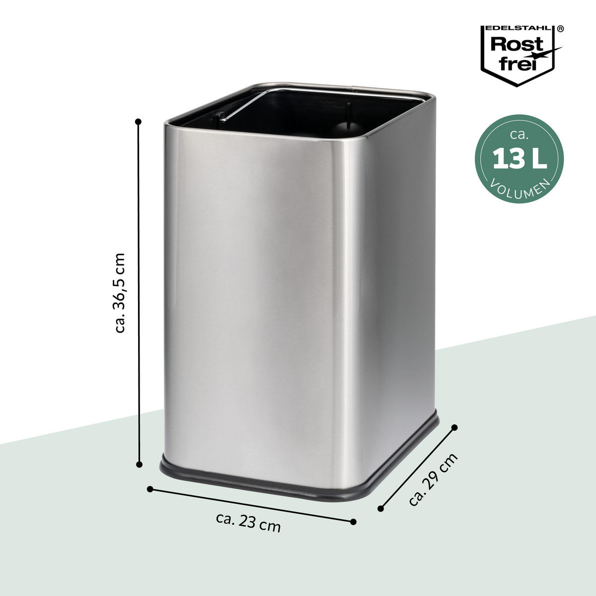 PAPIERKORB Vol. 13 L, offen Edelstahl - Edelstahlfarben, Metall (29/36.5/23cm) - bremermann