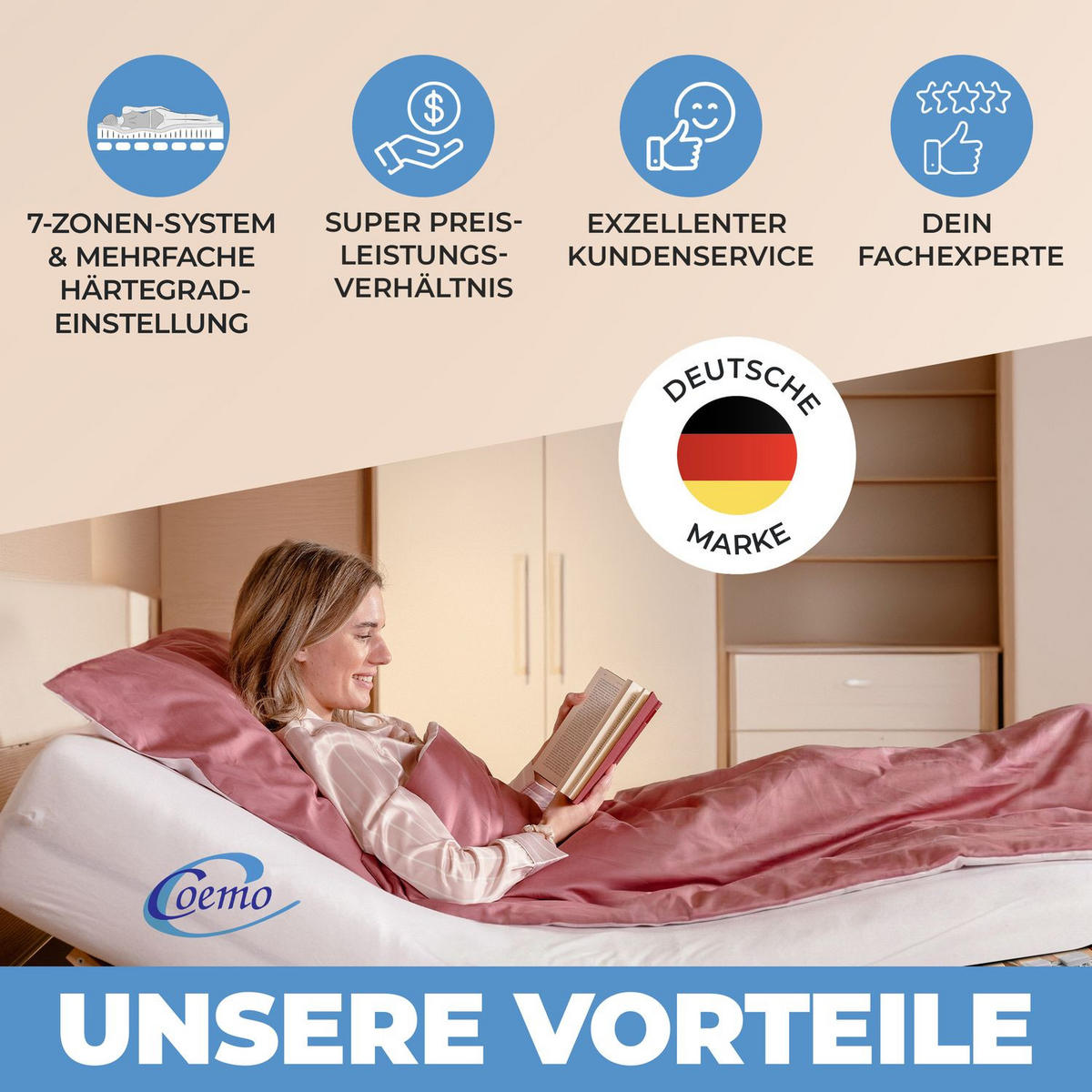 LATTENROST ERGO KF 80x200 cm mit Kopf- & Fußteilverstellung - Naturfarben, Holz (80/200cm) - Coemo