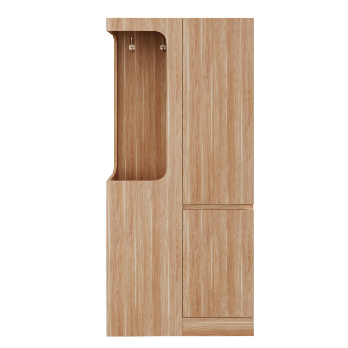 KLEIDERSCHRANK 70/40/170 cm in Weiß/Holzfarben mit Schubladen und offenem Fach - Naturfarben, Holz (70/170/40cm) - BEAOK