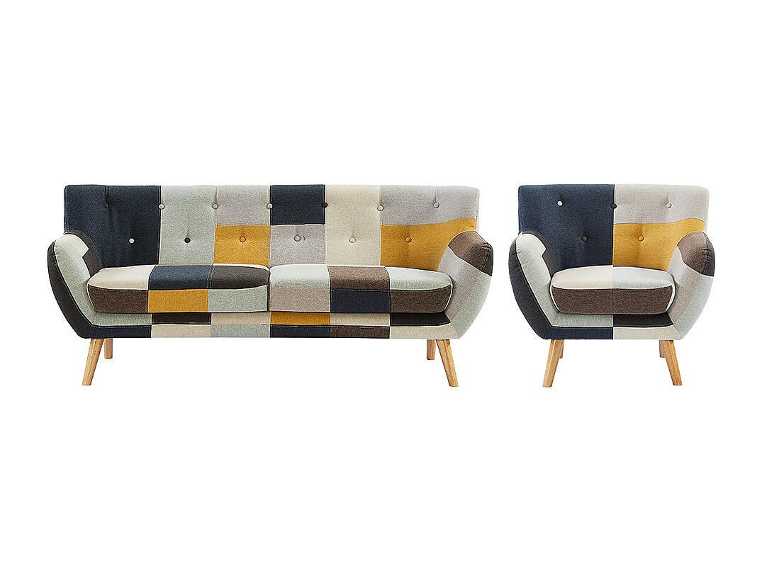 COUCHGARNITUR mit Sessel - 4 Personen - stoff - mehrfarbig Serti - Multicolor, Holz/Textil (188/81/80.5cm) - Vente-Unique