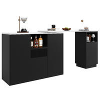 KÜCHENINSEL BARTISCH DREHBAR mit Stauraum Schwarz Marmor-Optik 210/30/100,9 cm - Schwarz, Kunststoff (30/100.9/210cm) - Rolipo
