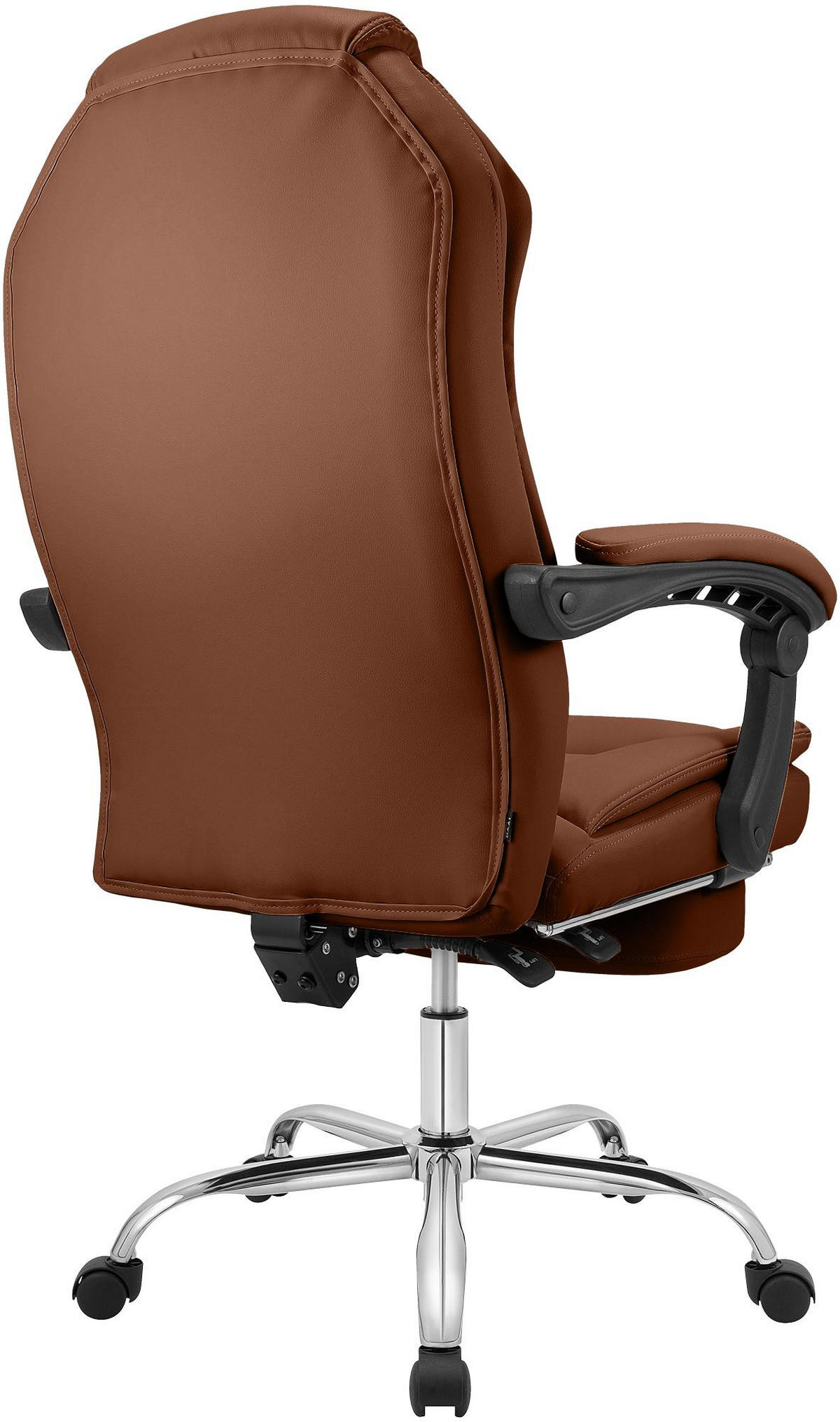 CHEFSESSEL Lederlook Hellbraun - Chromfarben/Hellbraun, Textil/Metall (67/114/64cm) - CLP