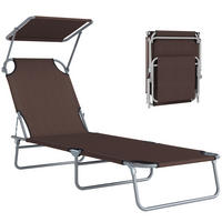 SONNENLIEGE Sonnenliege mit mehrfach verstellbarer Rückenlehne und verstellbarem Sonnenschutz,187x58x36cm,braun - Braun, Metall (58/36/187cm) - Vallsero