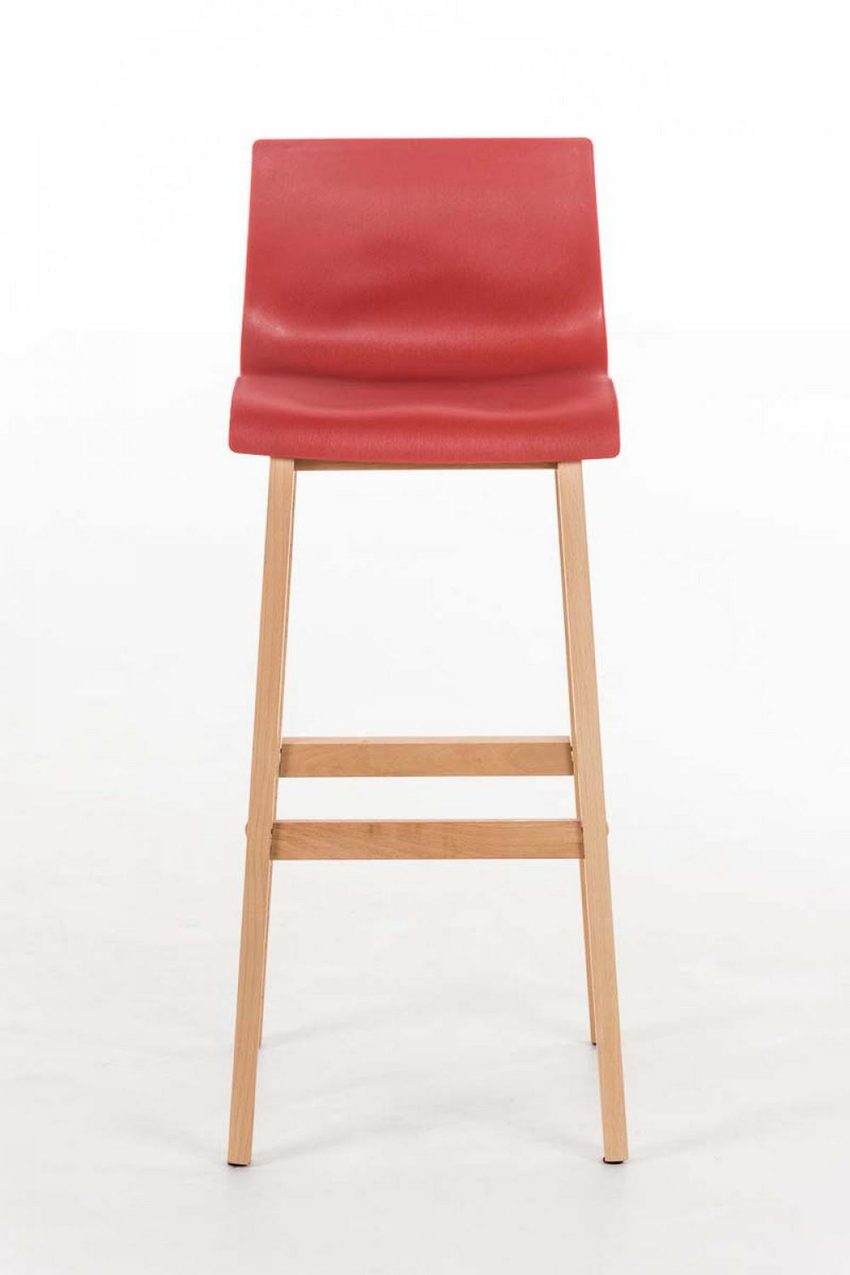 BARHOCKER Holz rot - Eukalyptusholzfarben/Rot, Holz (41/101/46cm) - CLP
