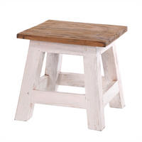 FUSSHOCKER PALO Mahagoni Recyclingholz 05 weiß-natur - Multicolor, Holz (26/27/26cm) - DESIGN DELIGHTS