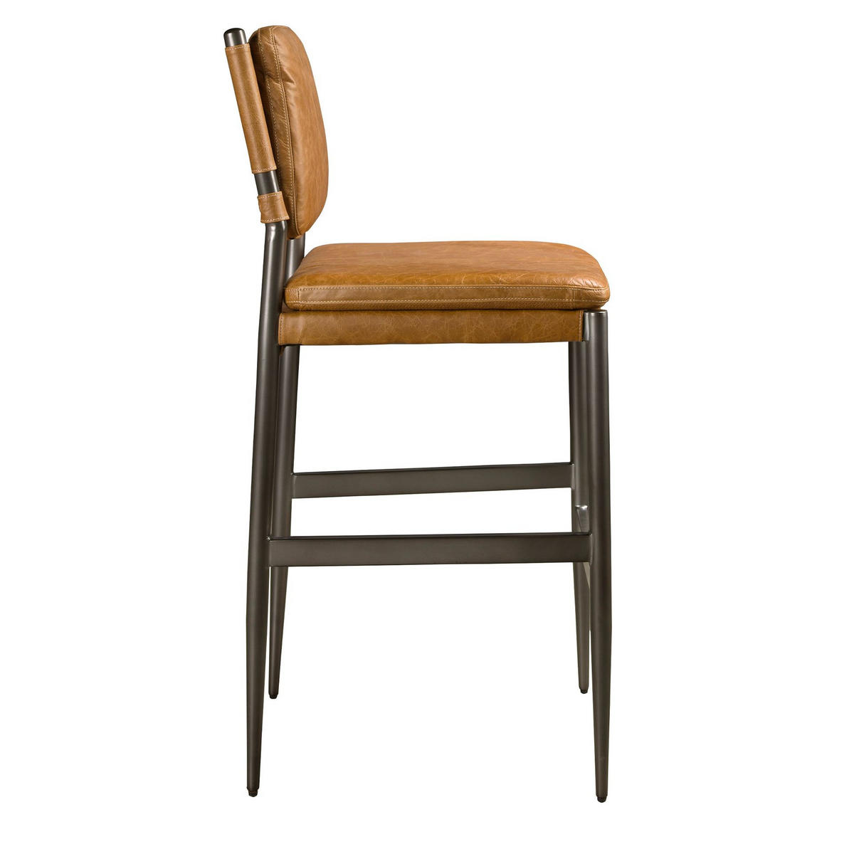 BARHOCKER Brauner Lederhocker 49/55/112 cm - Schwarz/Braun, Leder/Metall (49/112/55cm) - ANGEL CERDA