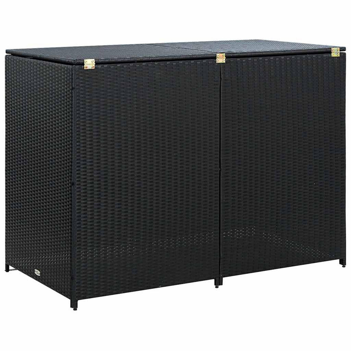MÜLLTONNENBOX für 2 Tonnen, 148/80/111 cm, aus Poly Rattan, Schwarz - Schwarz, Naturmaterialien (80/111/148cm) - vidaXL