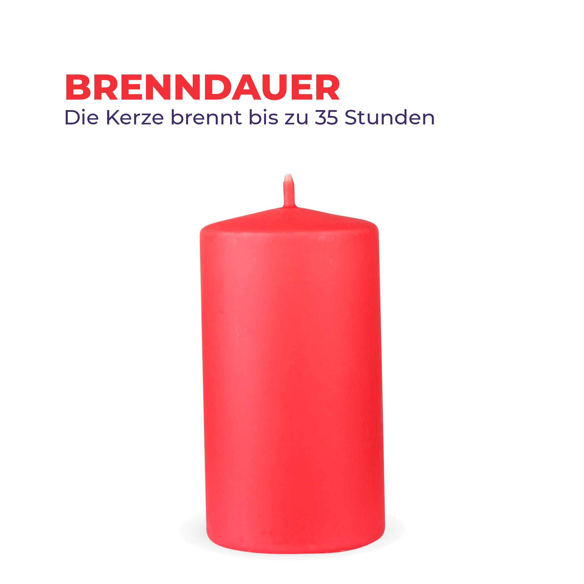 STUMPENKERZEN 8er Pack "Rot", Größe Ø7cm x Höhe: 12 cm - Rot, Naturmaterialien (7/12cm) - Bestlivings