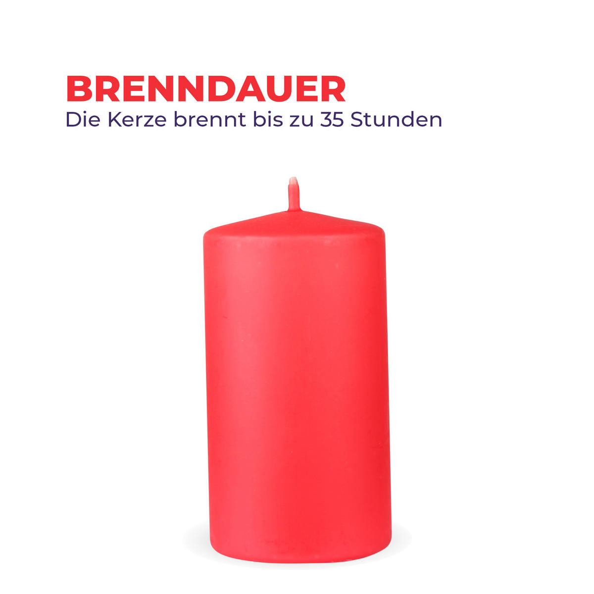 STUMPENKERZEN "Rot", Größe Ø7cm x Höhe: 12 cm - Rot, Naturmaterialien (7/12cm) - HS Candle