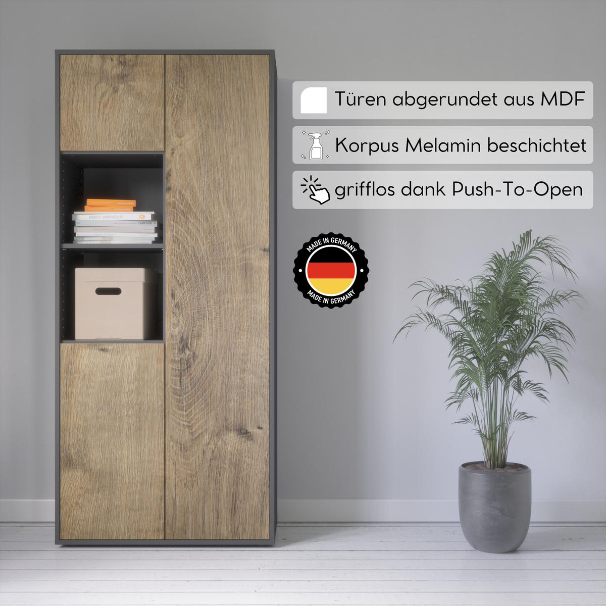 AKTENSCHRANK Amira T20 Eiche Ribbeck 180/80/40 cm - Alteiche, Holzwerkstoff (80/180/40cm) - SIMPLYFURN