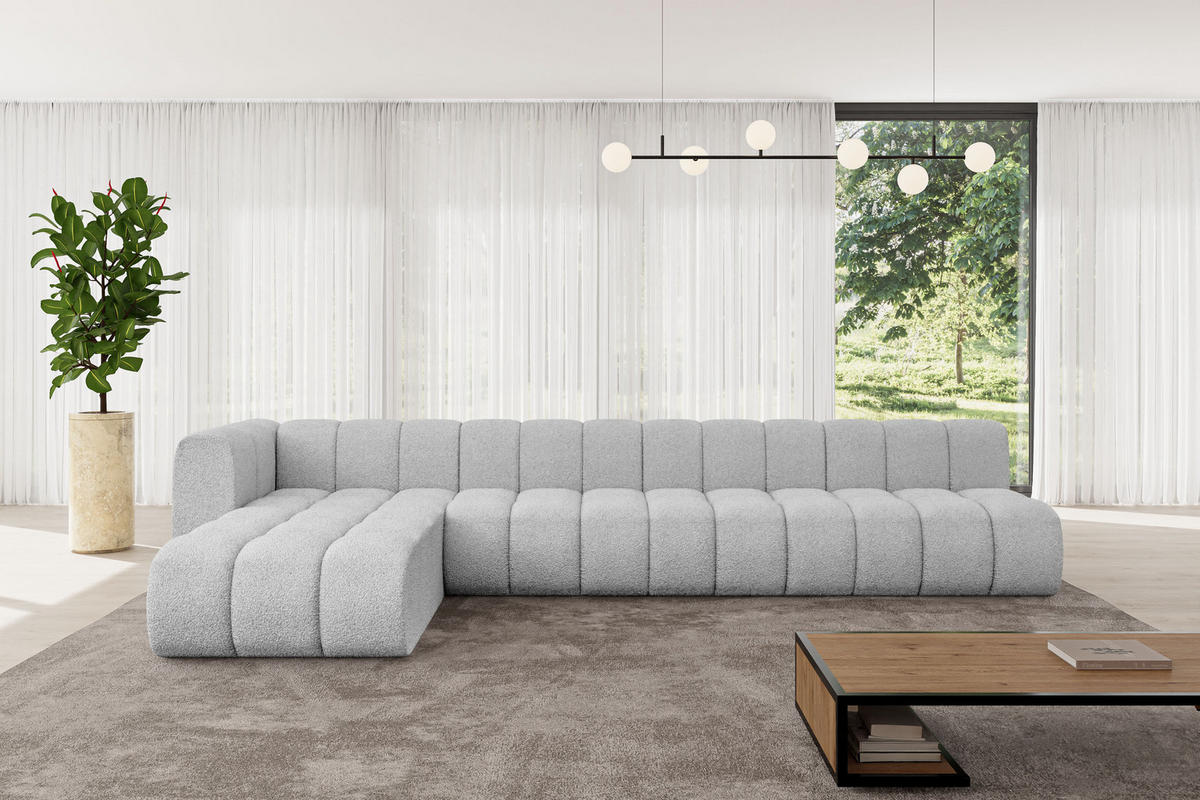 ECKSOFA modulares Sofa Darnel-L3 - 387x177x70 cm Hellgrau - Hellgrau, Holzwerkstoff/Textil (387/177cm) - ALTDECOR