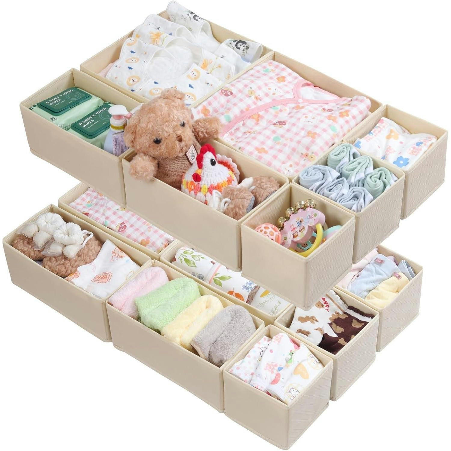 SCHUBLADEN Organizer 14-teiliges Set Beige - Beige, Textil (28/12/28cm)