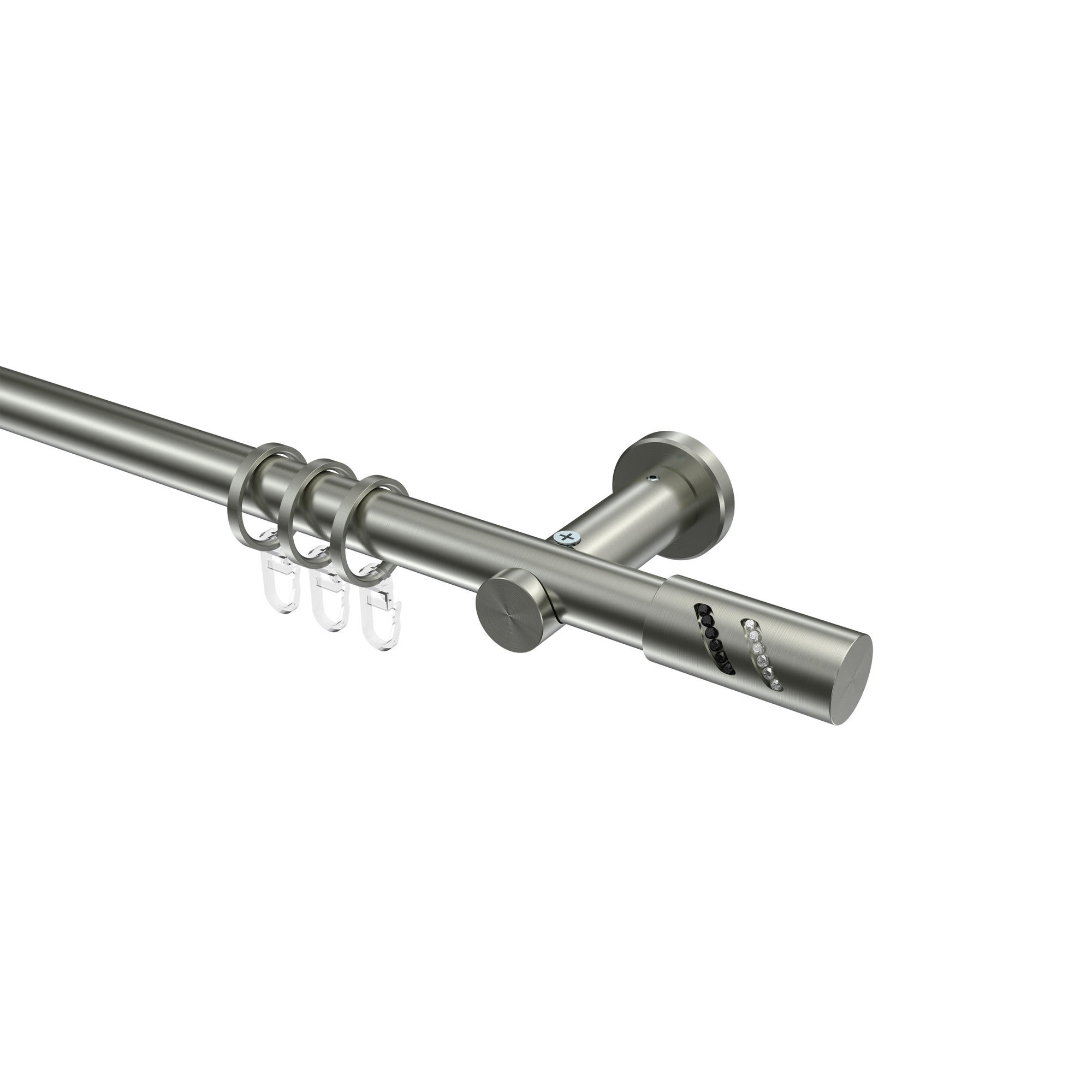 GARDINENSTANGEN-SET Platon Zoena 140 cm, 1-läufig, 20 mm Ø Edelstahl-Optik - Edelstahlfarben, Metall (140cm) - INTERDECO
