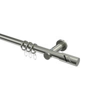 GARDINENSTANGEN-SET Platon Zoena 180 cm, 1-läufig, 20 mm Ø Edelstahl-Optik - Edelstahlfarben, Metall (180cm) - INTERDECO