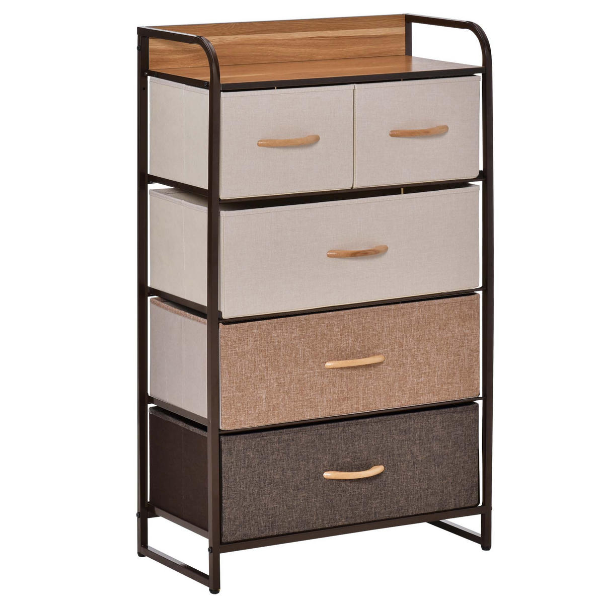 KOMMODE, Sideboard mit 5 Faltbaren Stoff-Schubladen, Braun - Braun, Textil (58/99/29cm) - HOMCOM