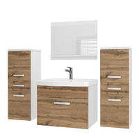 BADMÖBEL Badezimmer SET PRI M4, Goldbraun Matt, 120 cm - Braun, Holz (38.7/113.5/120cm) - B BELINI GROUP