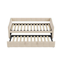 POLSTERBETT 90x200cm mit Ausziehfunktion 90x190cm - Doppelbett 90x200cm&90x190cm - ohne Matratze - Creme - Creme, Textil (90/200cm) - DELFA