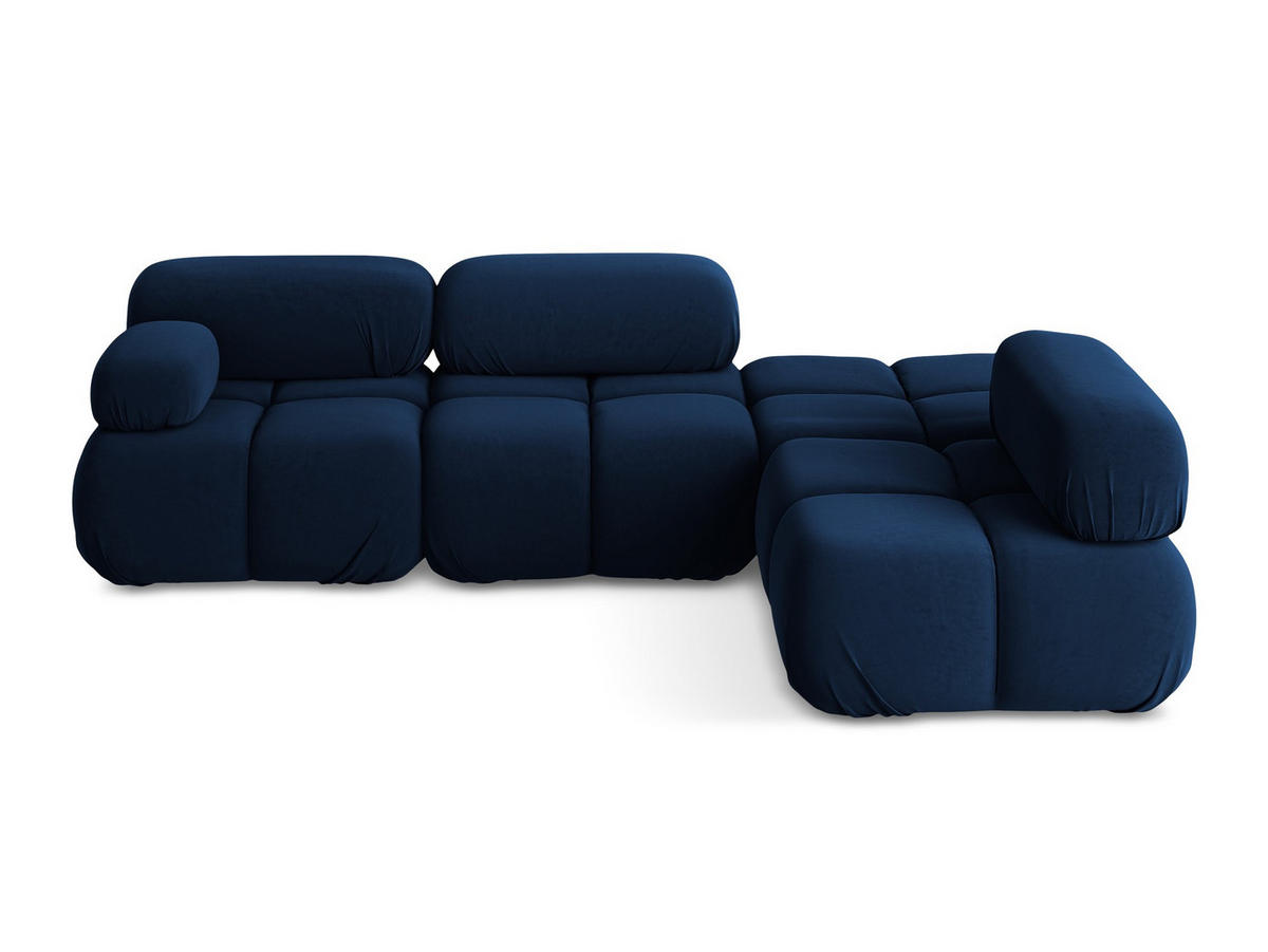 ECKSOFA Rechts Samt Stoff Blau - Blau/Schwarz, Kunststoff/Textil (285/190cm) - Makamii