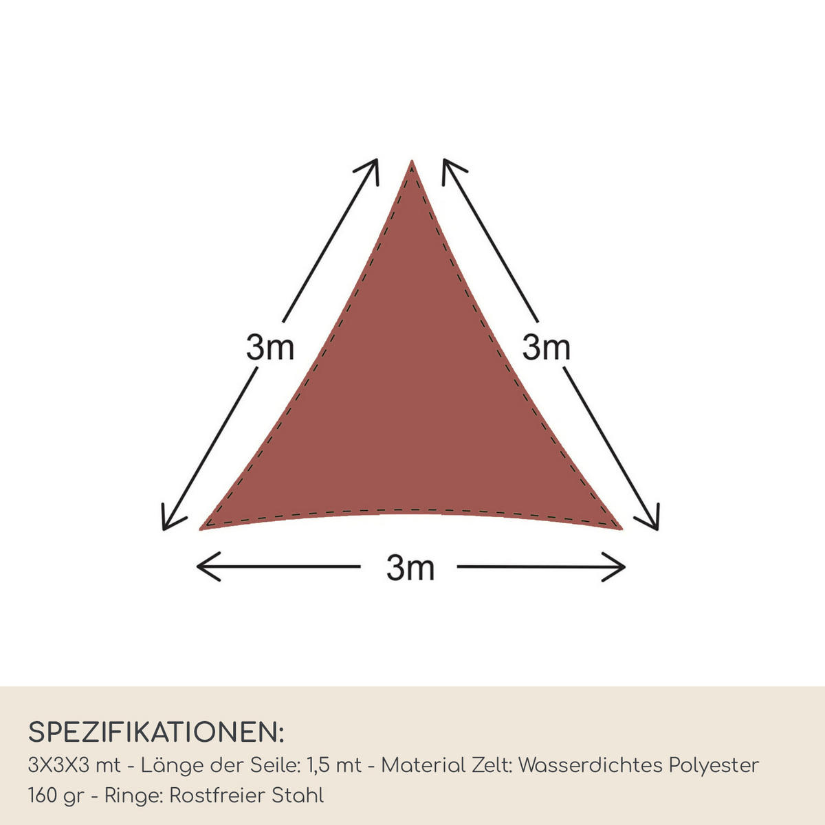 SONNENSEGEL Rot 300/300/1 cm - Rot, Kunststoff (300/300cm) - Mobili Rebecca