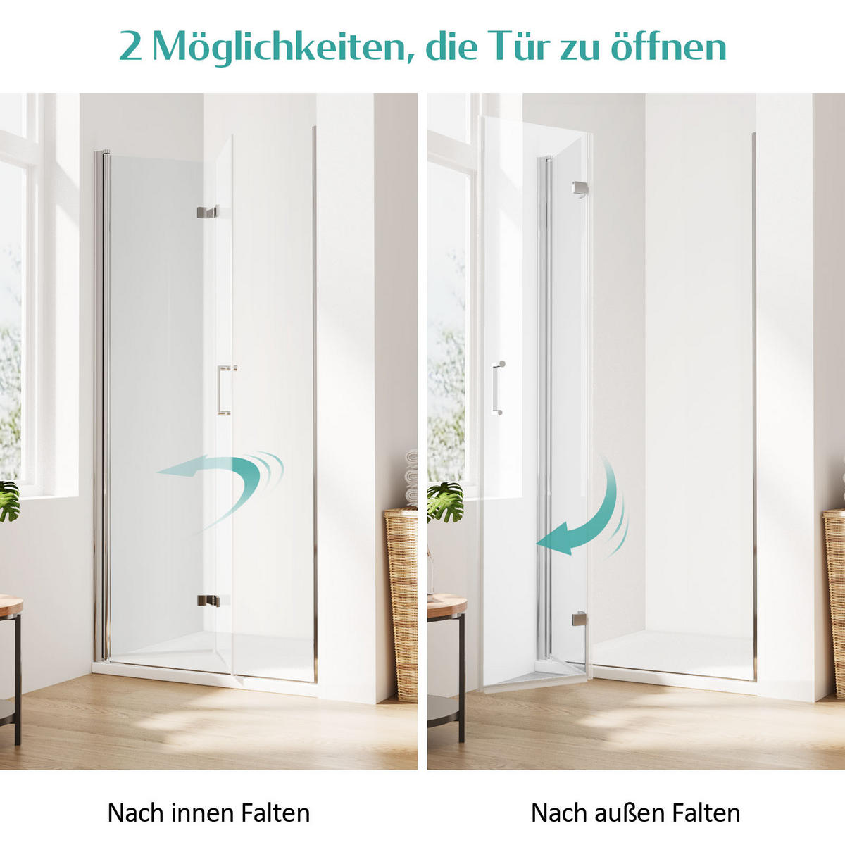 DUSCHTRENNWAND Drehfalttür Chrom 80/195 cm - Chromfarben, Glas (80/195cm) - EMKE