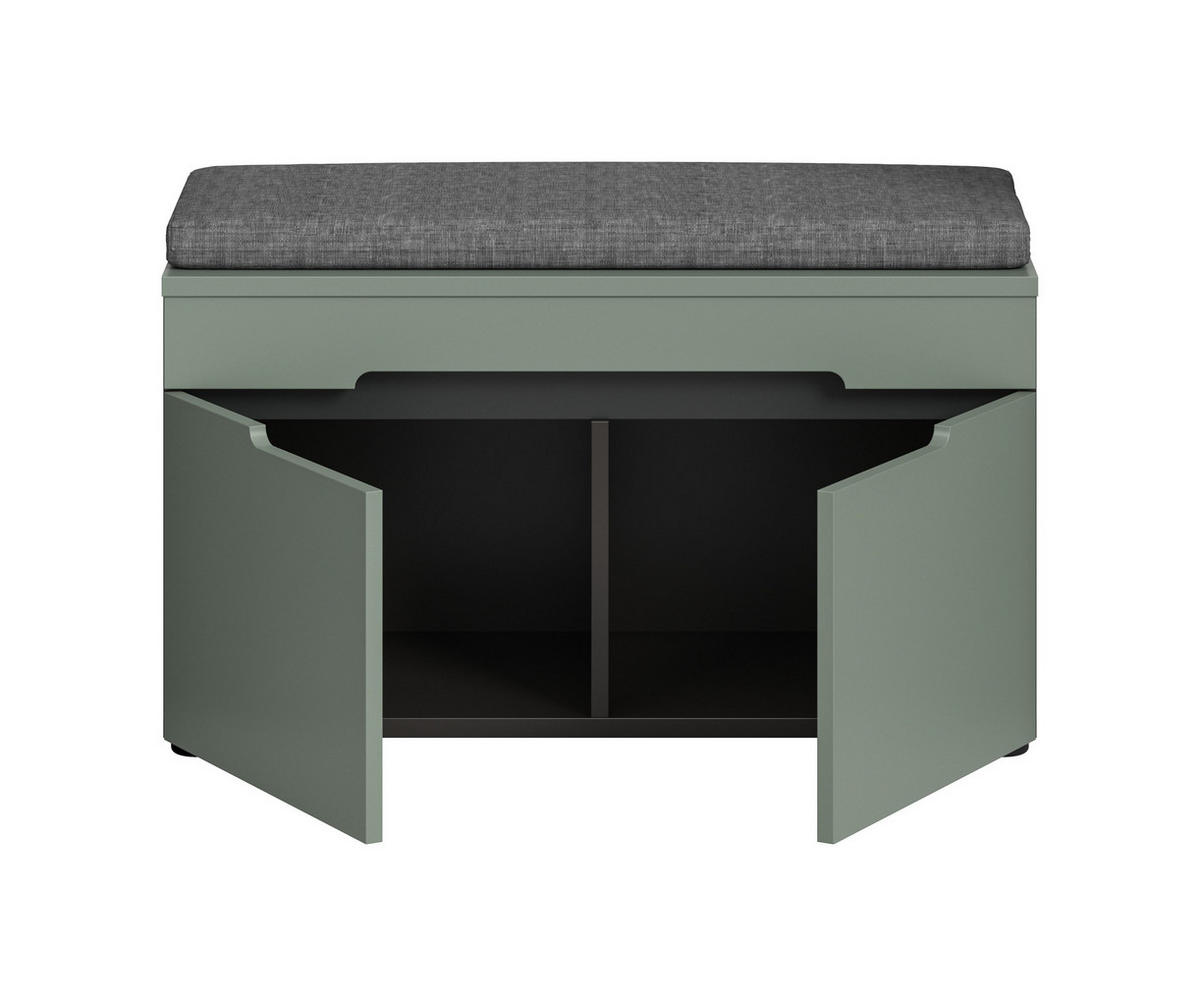 SITZBANK inkl. Sitzkissen CANU (B/H/T: ca. 80/45/37 cm) in Basalt grau/Smoke Green - Grau, Holzwerkstoff (80/45/37cm)