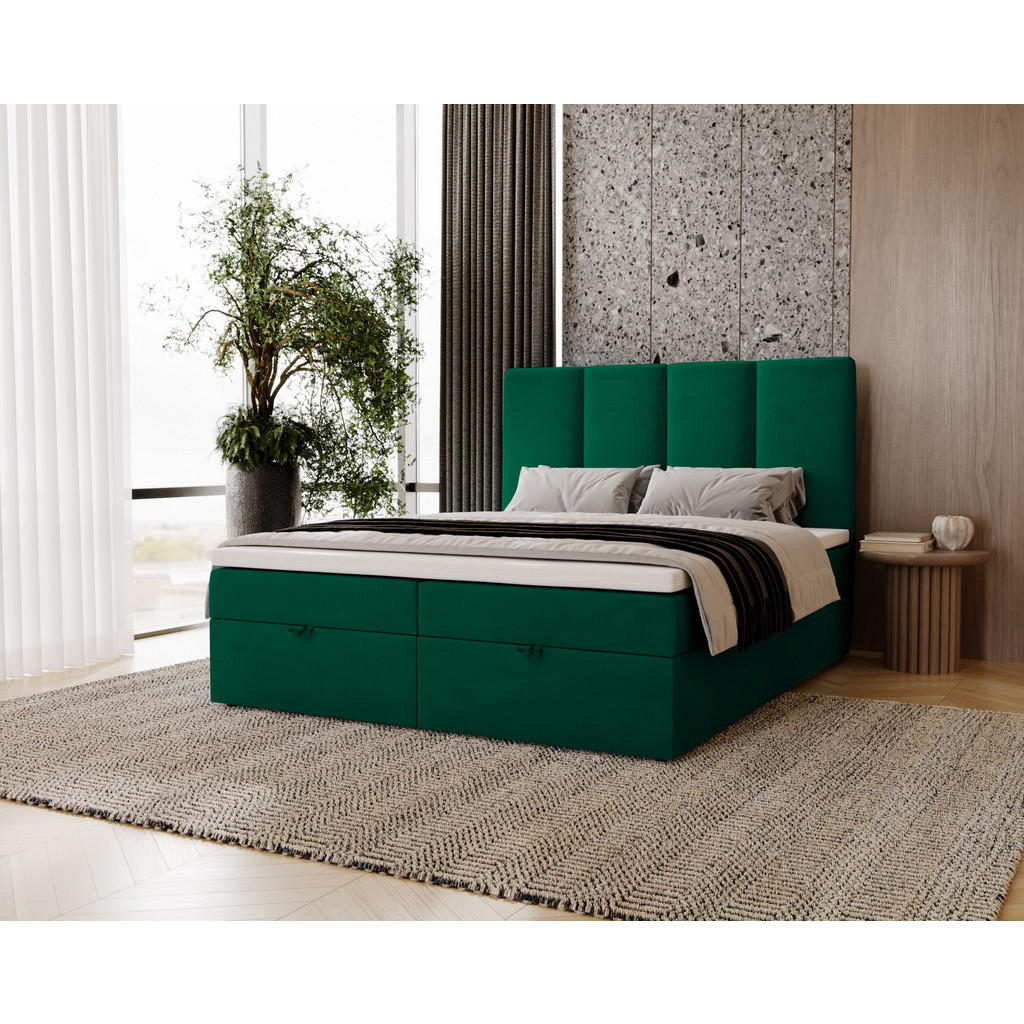 Thumbnail - Marpur Boxbett, Grün, Textil, Höhe ca. 12 cm, 200x200 cm, Oeko-Tex® Standard 100, Schlafzimmer, Betten, Boxspringbetten