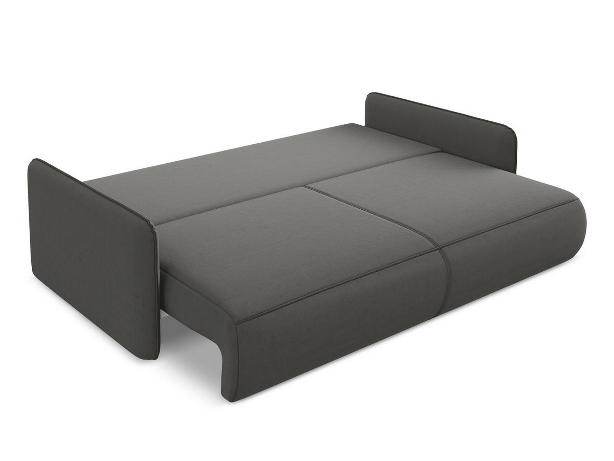 3-SITZER SOFA mit Schlaffunktion Samt Stoff Grau - Dunkelgrau/Schwarz, Kunststoff/Textil (216/86/105cm) - Makamii