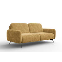 SOFA FEBE 3-Sitzer, safranfarbener Chenille-Stoff - Gelb/Schwarz, Holz/Textil (190/82/96cm) - Wozimo