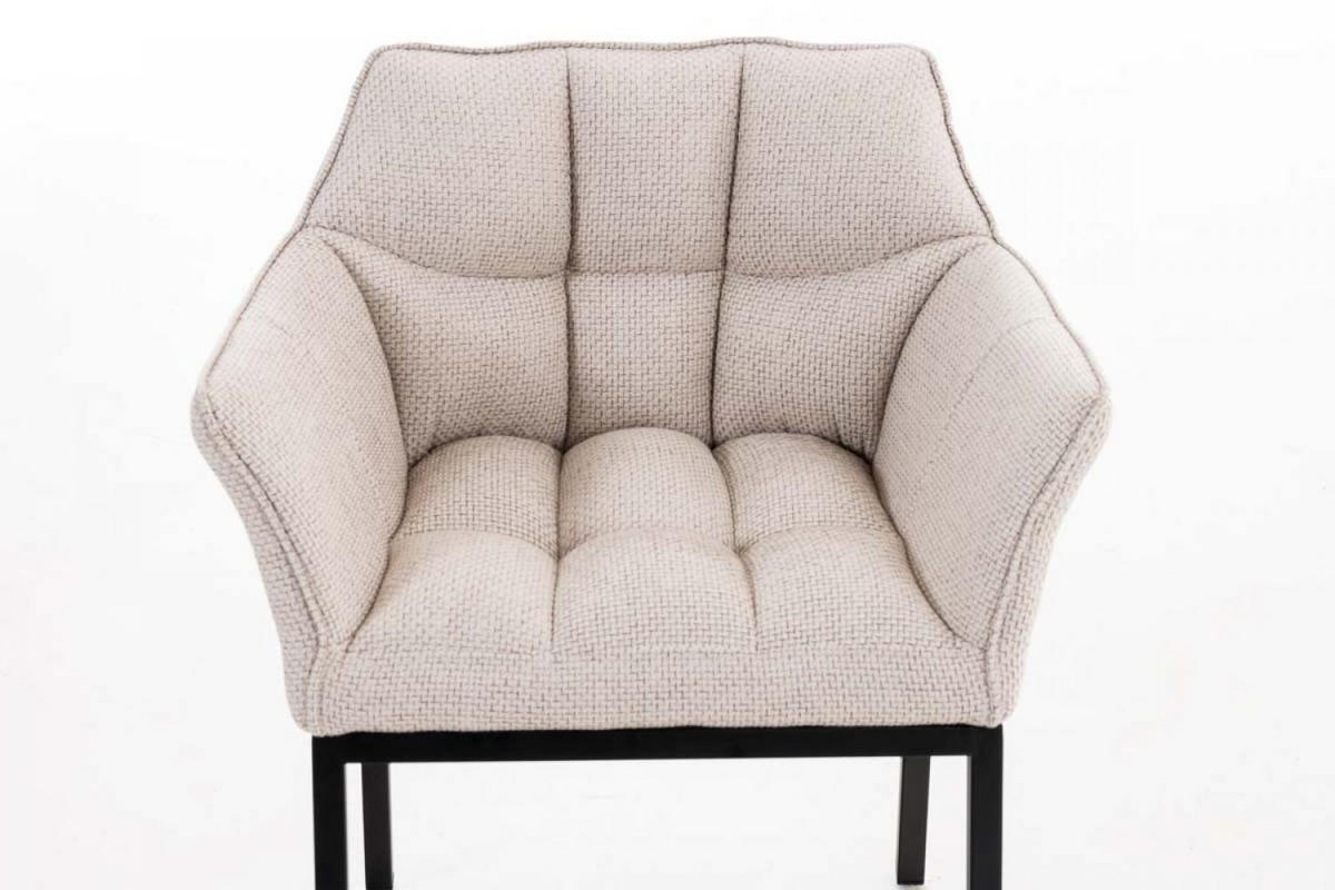 WOHNZIMMERSTUHL Stoff Elfenbein - Creme/Schwarz, Textil/Metall (67/78/63cm) - CLP