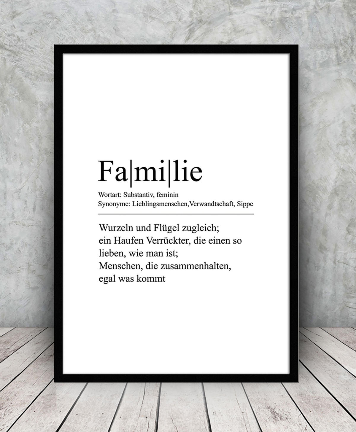 BILD mit Rahmen 51x71 cm Spruch: Familie Definition - Weiß, Holz (51/71cm) - artissimo