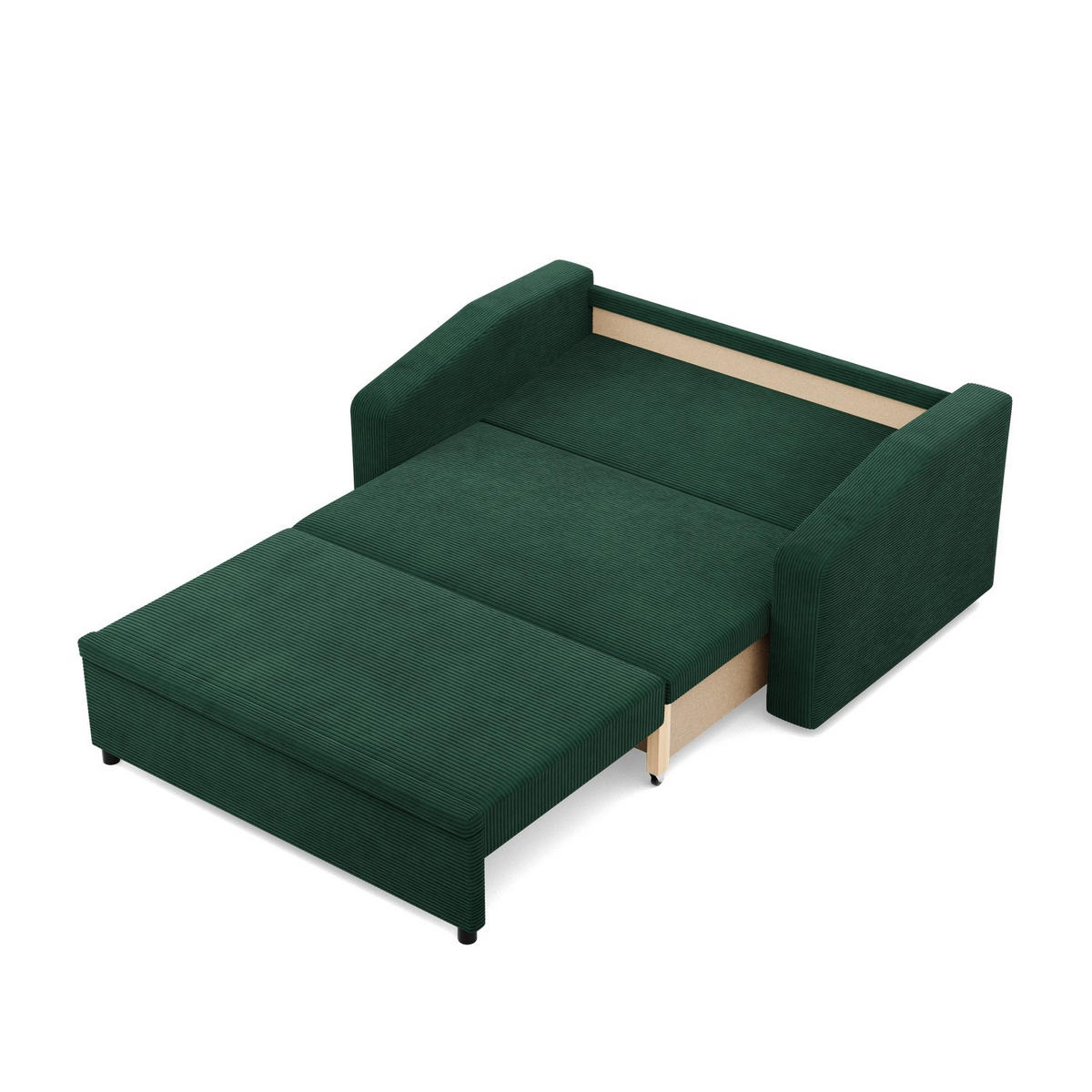 SOFA 2-SITZER MIT SCHLAFFUNKTION NEO, Cord - Dunkelgrün - Smaragdgrün, Textil (148/90/87cm) - Mebligo