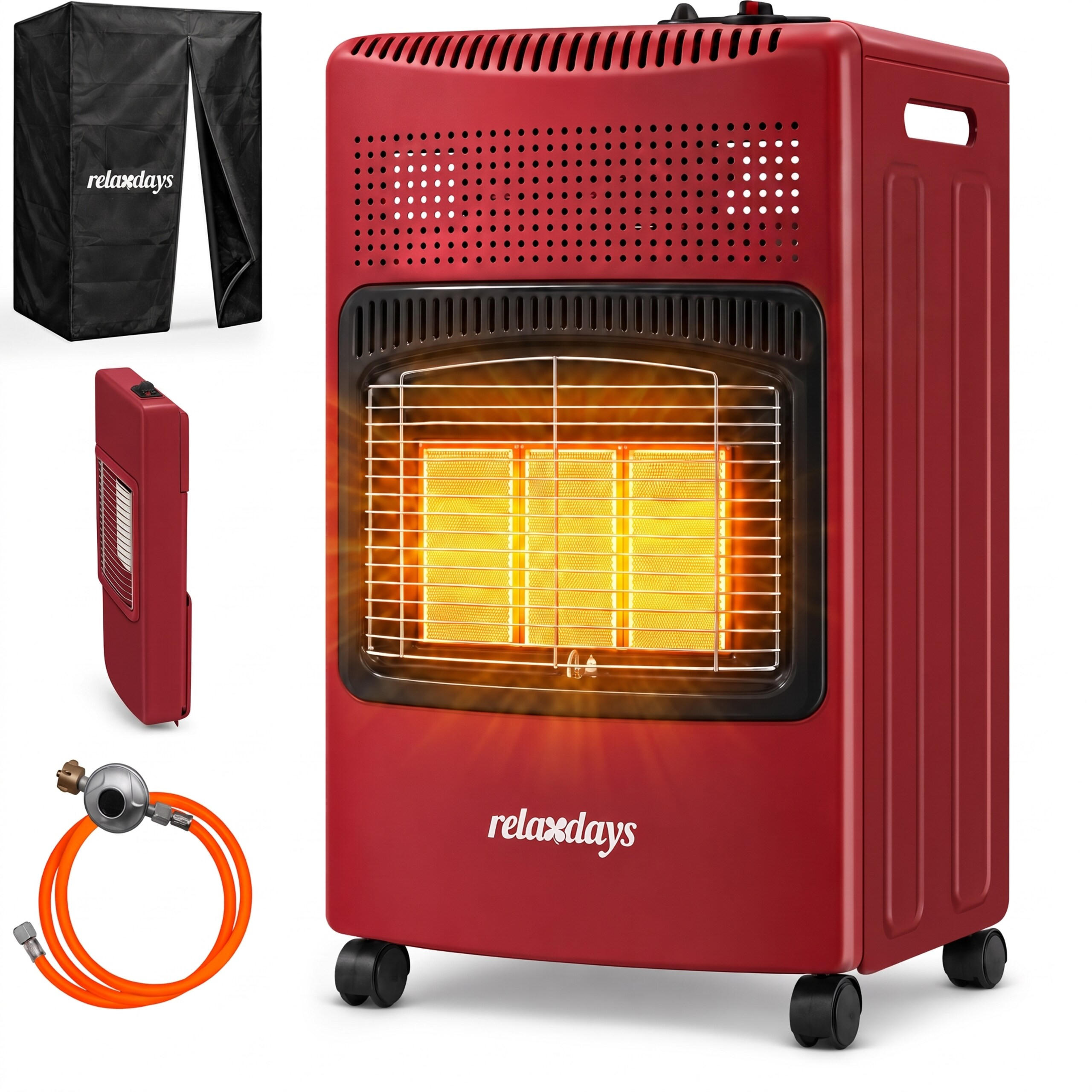 GASHEIZOFEN Rot Piezozündung - Rot, Metall (42/73/36cm) - Relaxdays