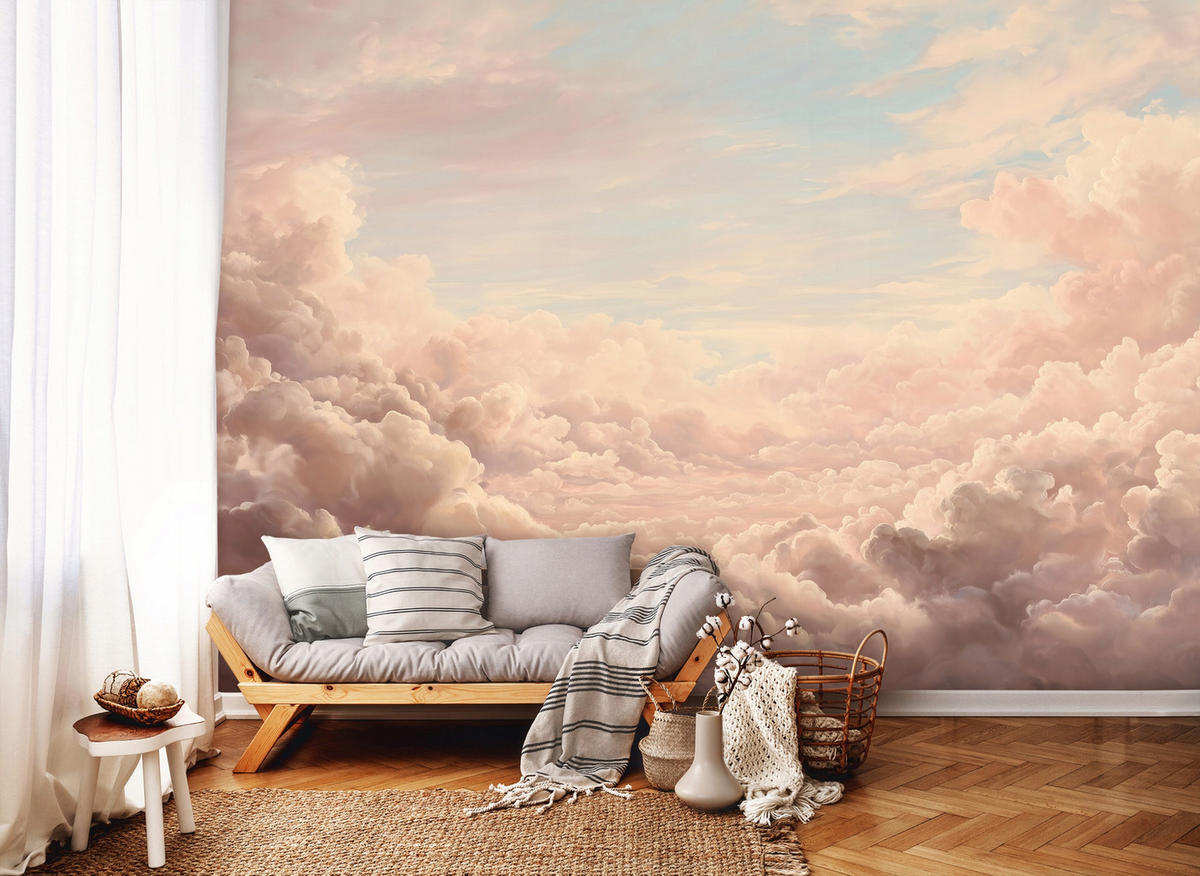 FOTOTAPETE Wolken Himmel Rosa 200x140 cm - Multicolor, Papier (200/140cm) - Wallarena