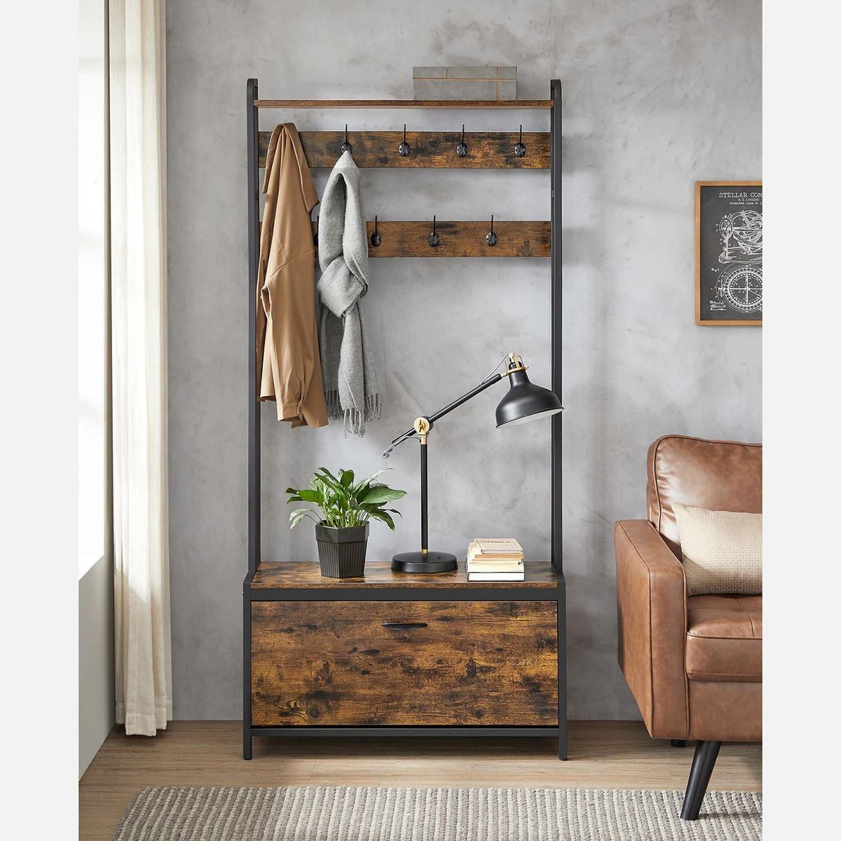 GARDEROBENSTÄNDER WARSAW - Braun, Holzwerkstoff (85/180/30cm) - Hansiro