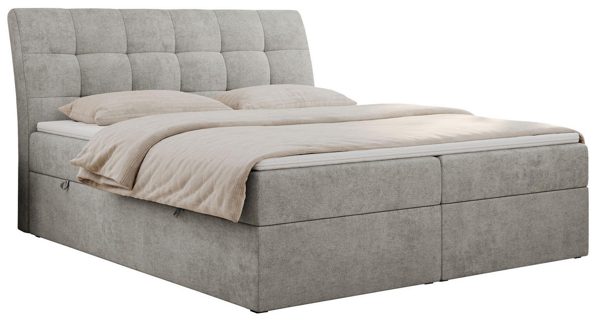 BOXBETT DIEGOS 200/200 Hellgrau Struktur - H3 - Hellgrau, Holz/Textil (200/200cm) - MKS