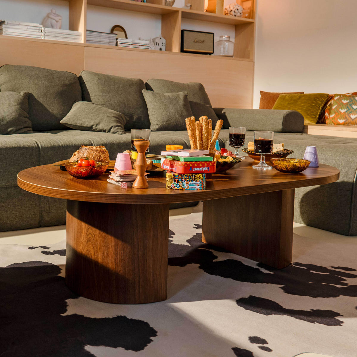 COUCHTISCH, dunkles Holzeffekt - Braun, Holz (70/120/35cm) - Oviala