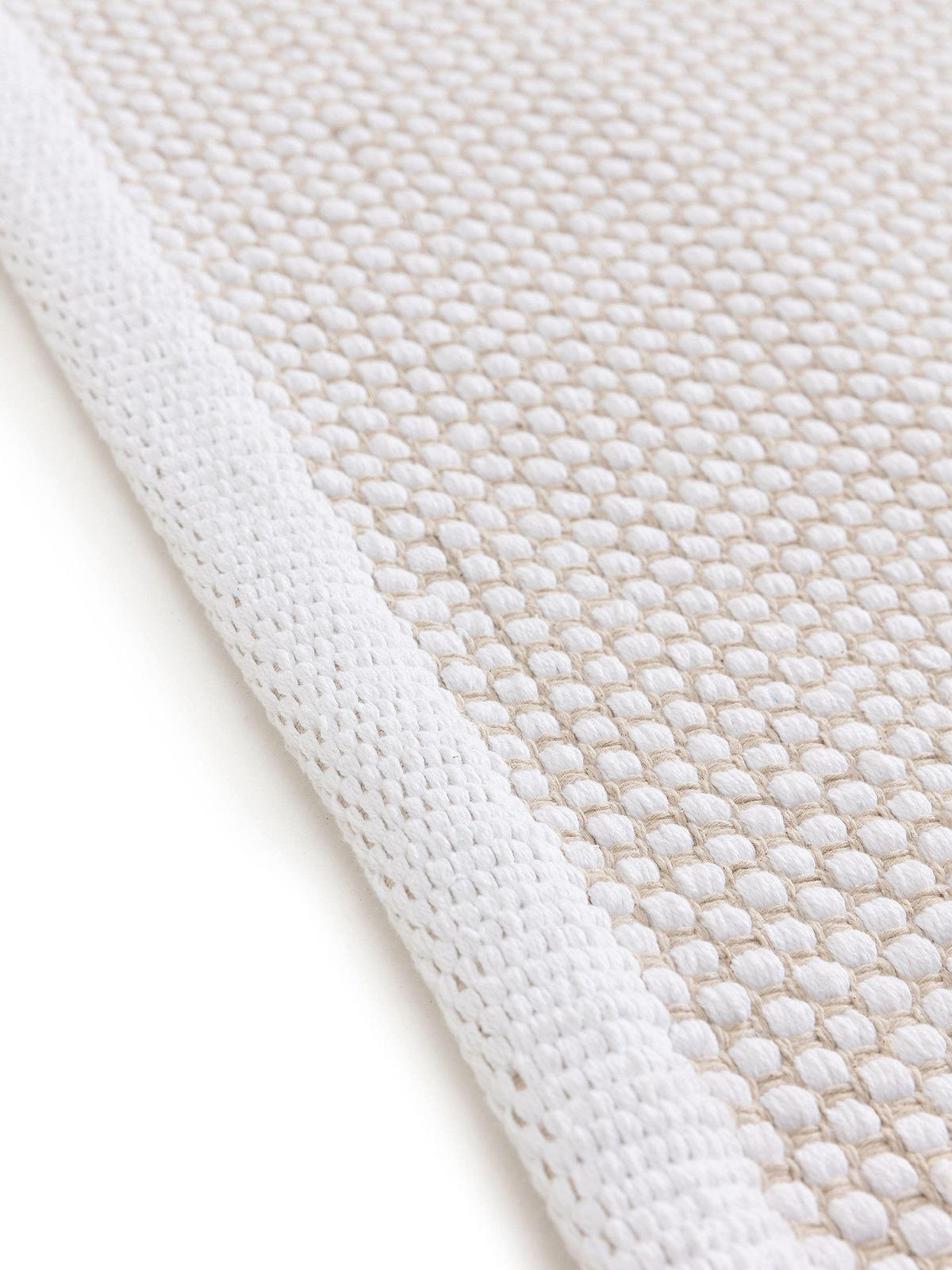 BAUMWOLLTEPPICH Ron handgewebt 60x120 cm - Weiß, Naturmaterialien/Textil (60/120cm) - benuta