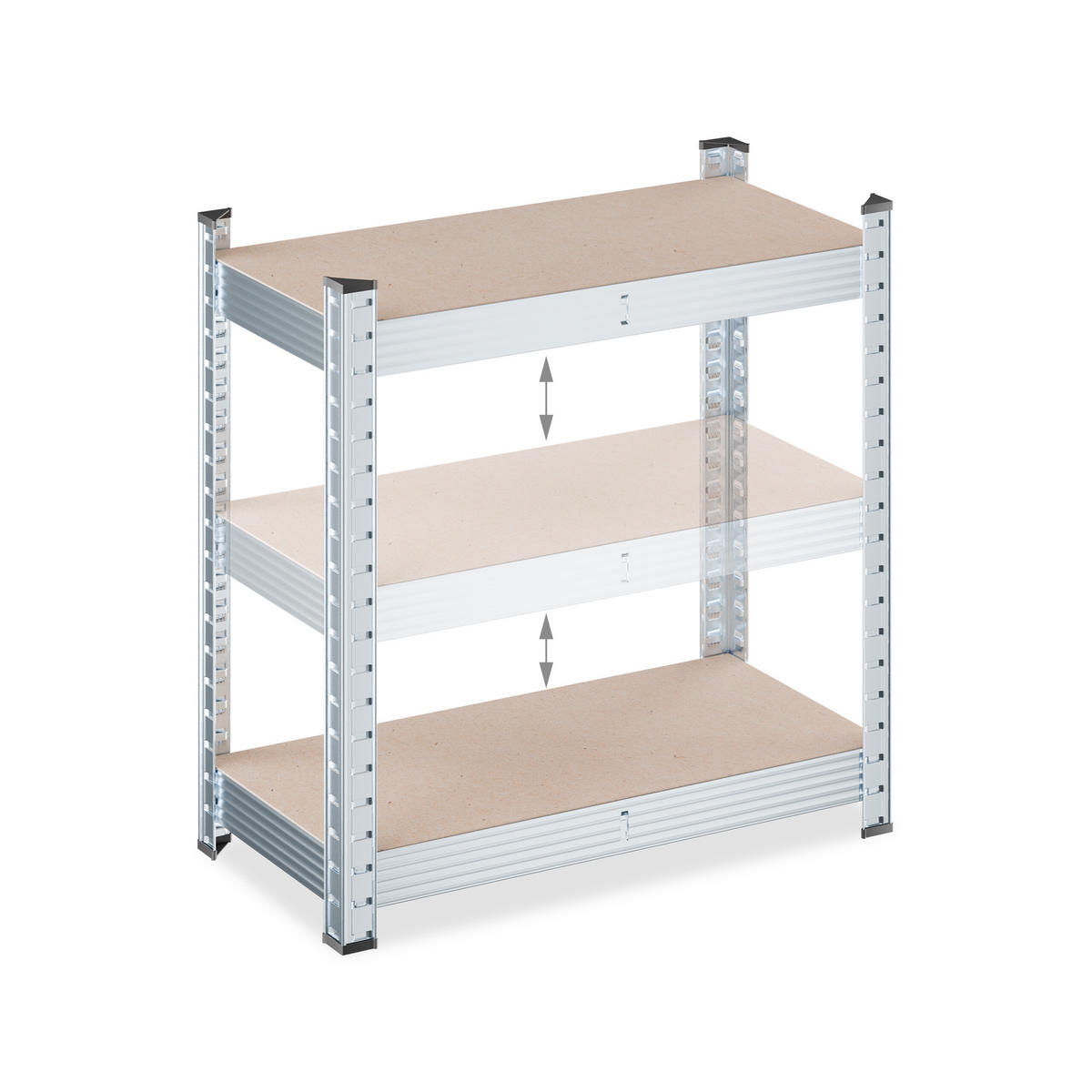 SCHWERLASTREGAL - Hellbraun/Alufarben, Holzwerkstoff/Kunststoff (60/120/30cm) - Relaxdays