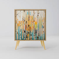 SIDEBOARD BIRCH KALEIDOSCOPE, Eichefarben, 57,5x42x75,5 cm, Goldfarbene Metallfüße - Eichefarben/Goldfarben, Holzwerkstoff/Metall (57.5/75.5/42cm) - SpaceRebels