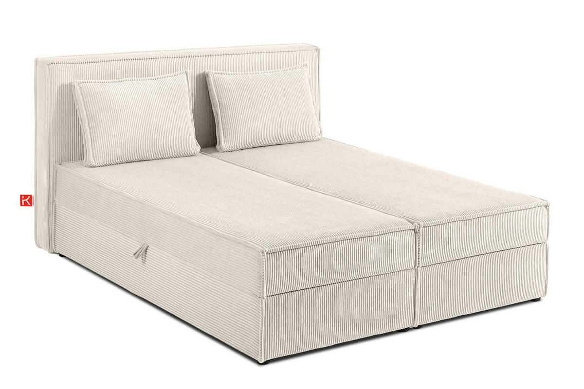 BOXSPRINGBETT ROTI mit Stauraum, ecrufarben - Ecru/Schwarz, Holz/Holzwerkstoff (140/200cm) - KONSIMO®